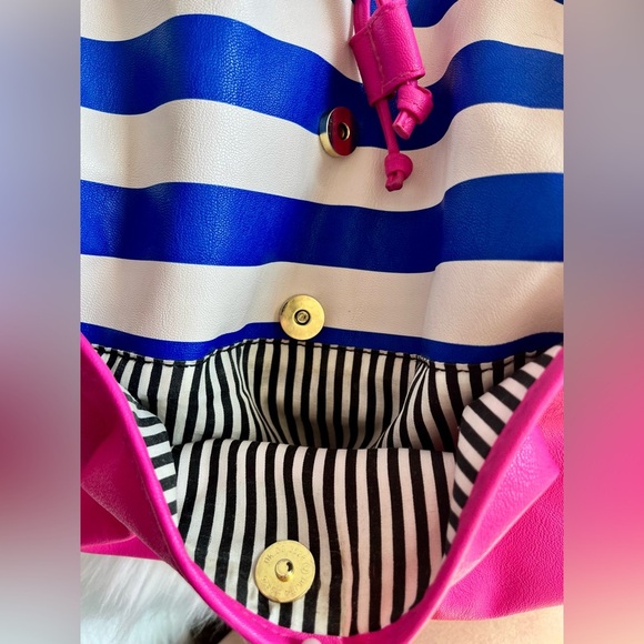 Luv Betsey by Betsey Johnson Pink and Blue Striped mini Backpack purse main image 5